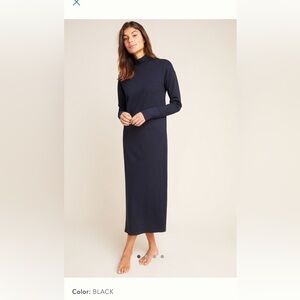 Stateside black ponte mockneck midi dress.